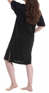 Damen Nachthemd, Sleepshirt, 100% Seide, Schwarz, XL